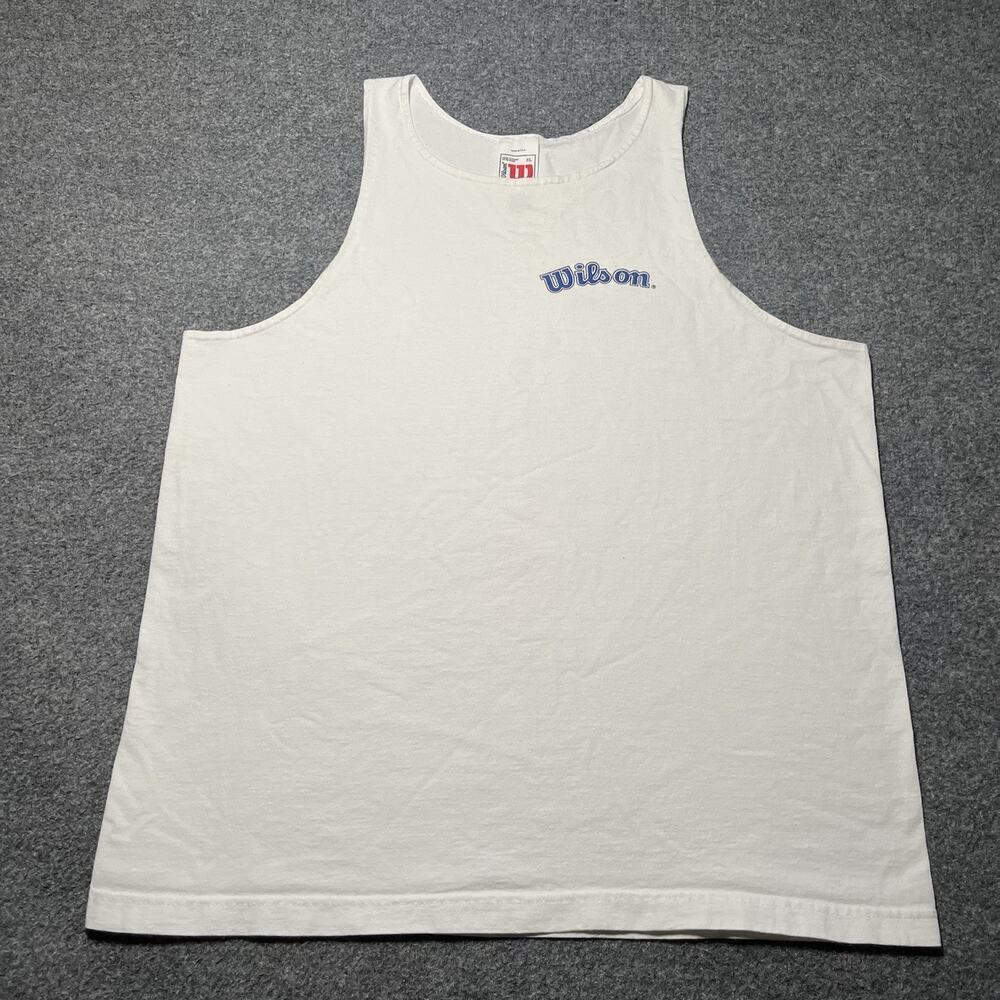 Vintage Wilson Tank Top Mens XL White Tennis Logo Cotton Shirt USA Y2K